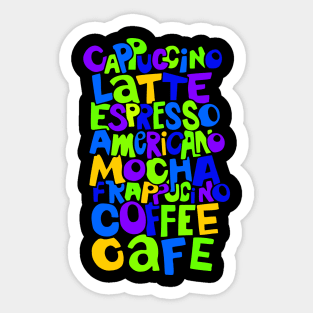 Colorful Coffee Lover Typography Sticker